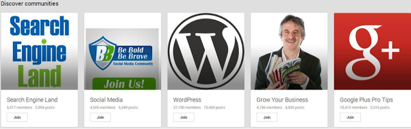 Featured 'Discover Communities' Section Google+ Communities