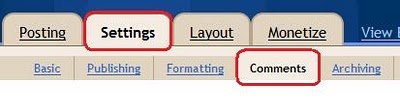 settings comments