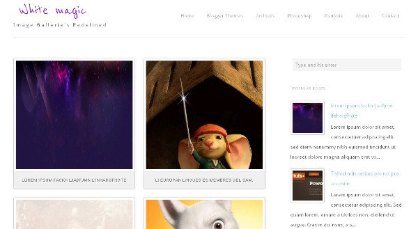 white magic blogspot template